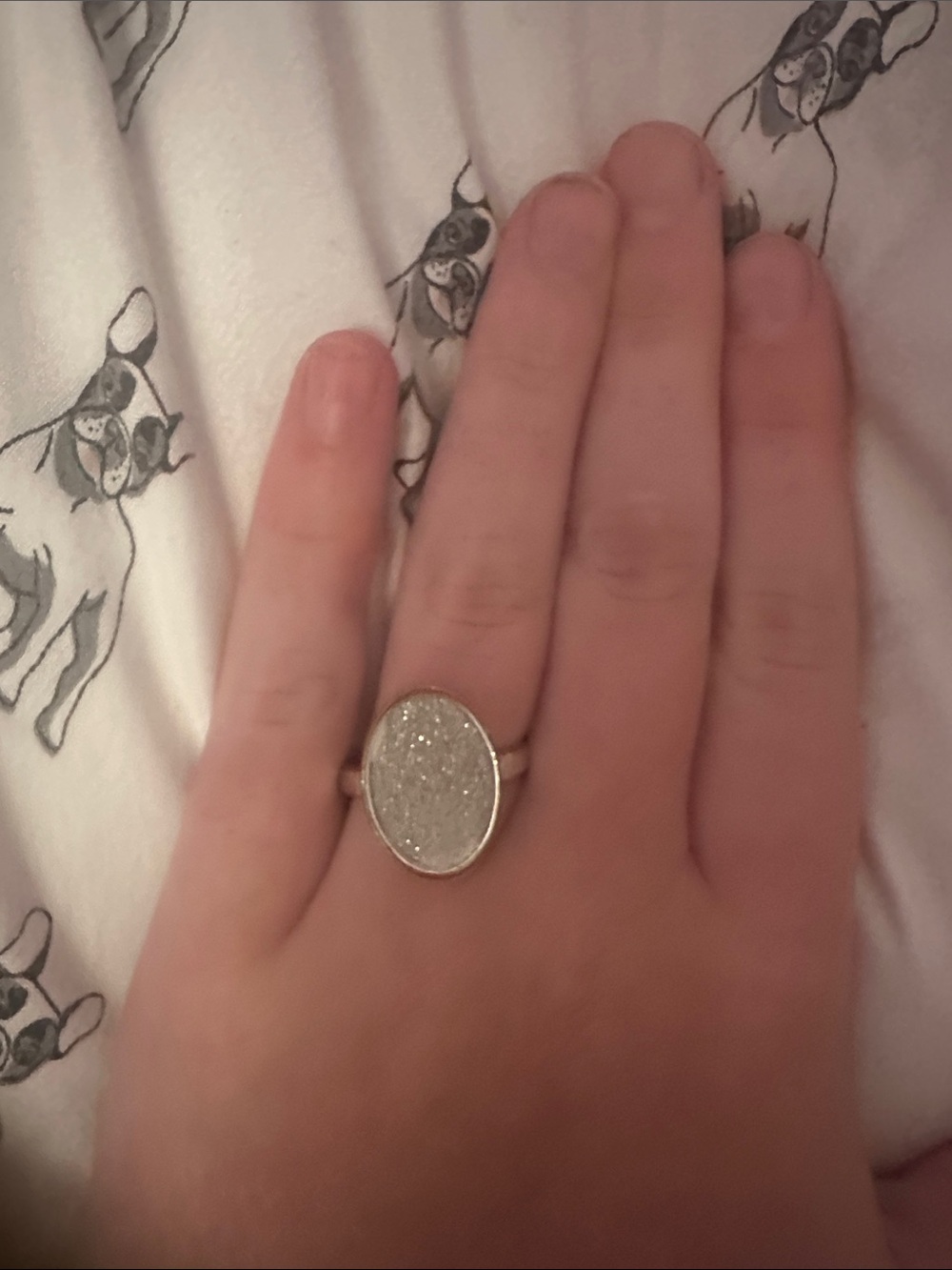 Sterling Silver Oval Druzy Cocktail Ring - Silver